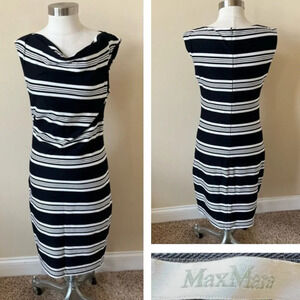 MaxMara Black White Stripe Bodycon Dress 26001
